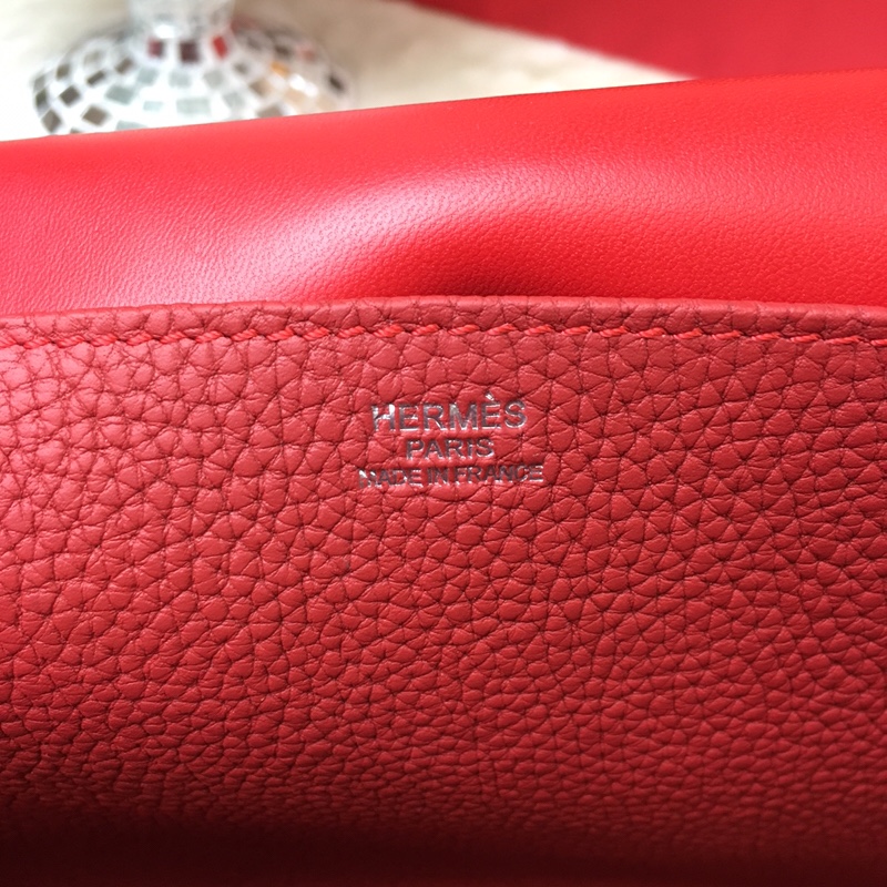 에르메스 할잔백31 레드 은장 소가죽